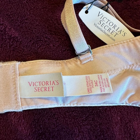 VICTORIA’S SECRET (New) Women’s 34C Blush Pink Lined Underwire Strapless Bra - Picture 7 of 10